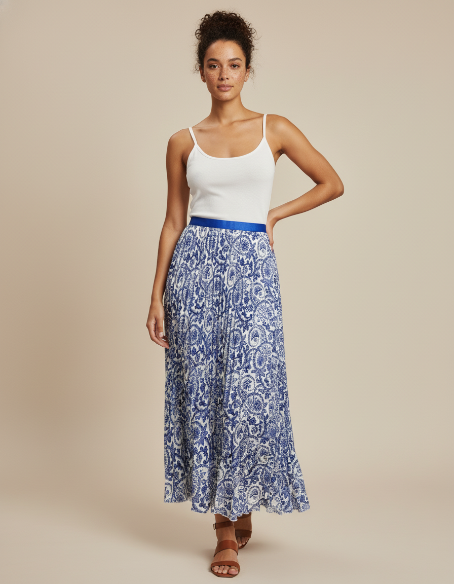 jupe plissée bleue