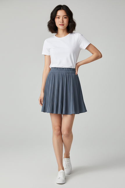 Jupe Plissée mini bleu-gris décontractée