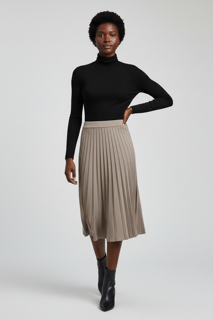 Jupe Plissée beige maille élégante
