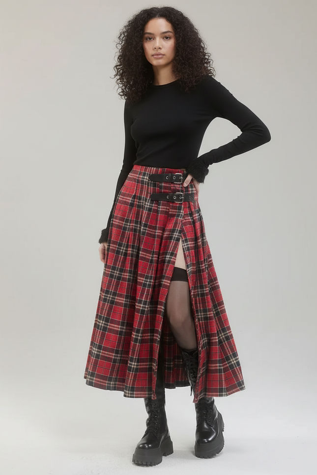 Jupe Plissée écossaise rétro chic