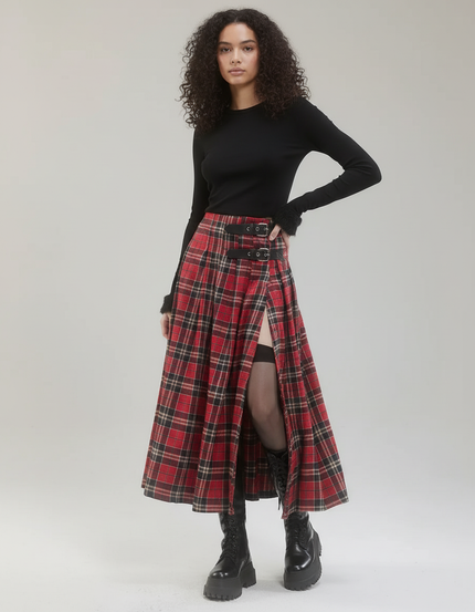 Jupe Plissée écossaise rétro chic