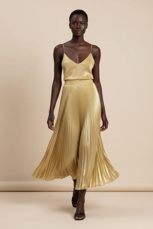 jupe plissée gold
