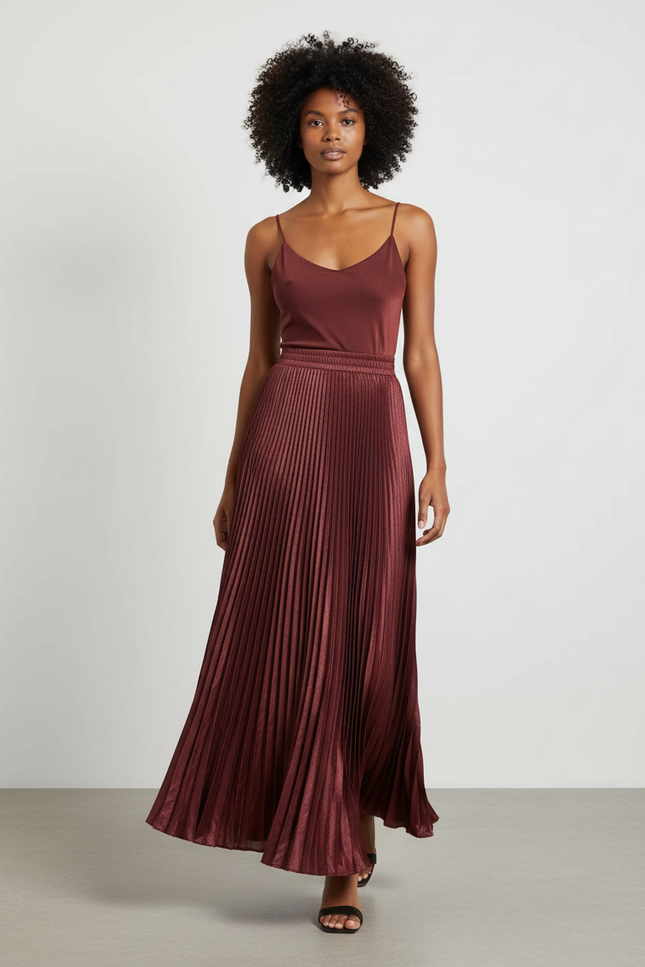 jupe rouge plissée longue