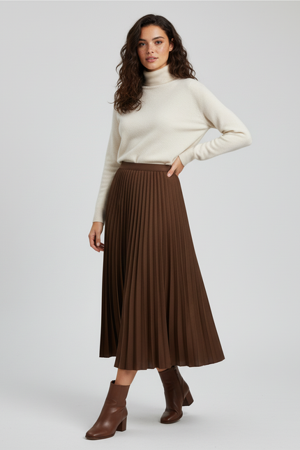 jupe longue plissée taille haute