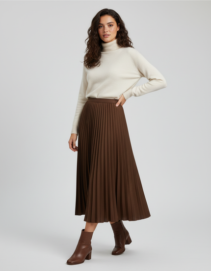 jupe longue plissée taille haute