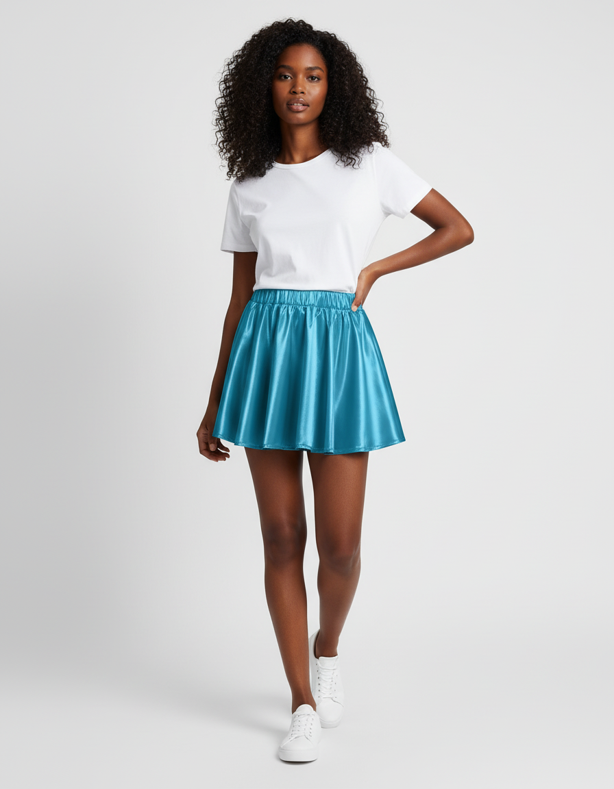 Jupe Plissée Turquoise Brillante Chic