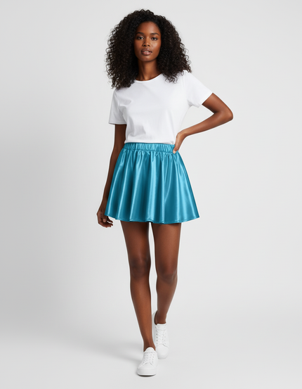 Jupe Plissée Turquoise Brillante Chic