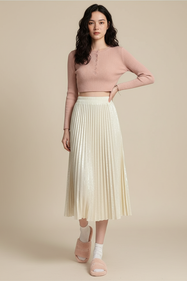 Jupe Plissée velours doré élégante