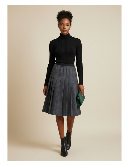 Jupe Plissée grise midi chic