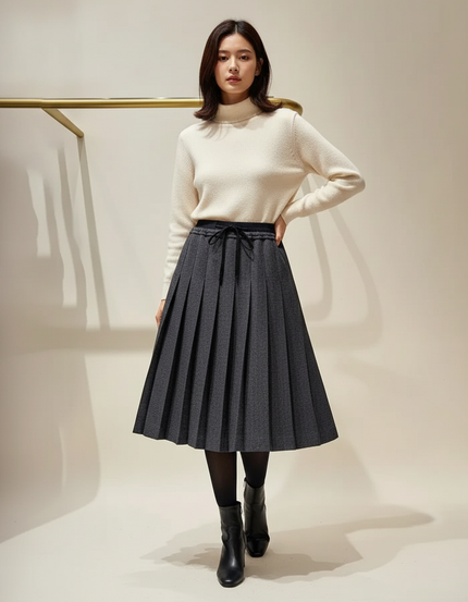 Jupe Plissée gris anthracite taille élastique élégante