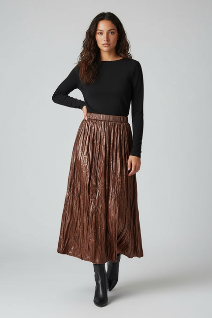 jupe plissée simili cuir grande taille