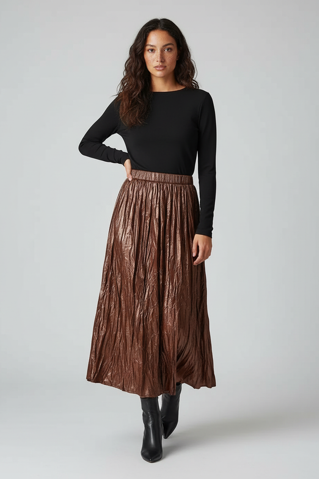jupe plissée simili cuir grande taille