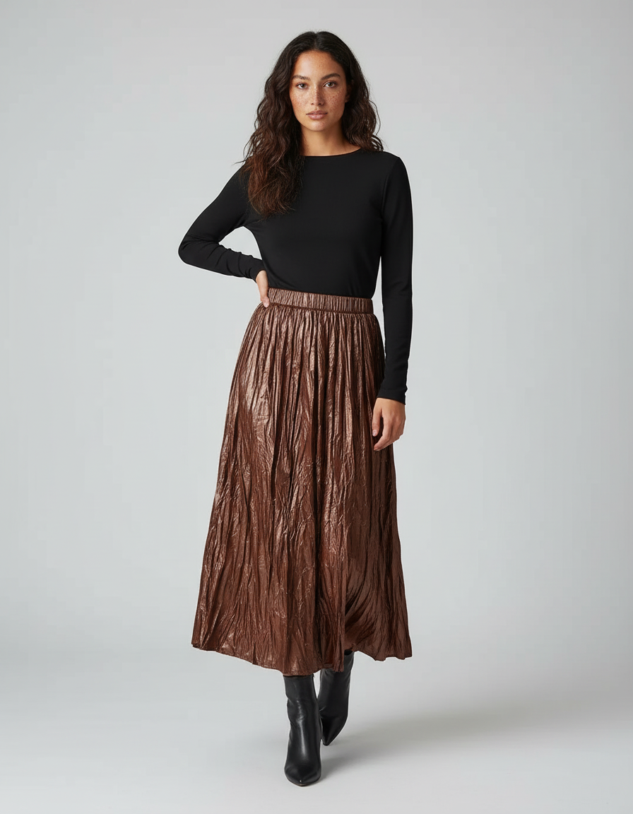jupe plissée simili cuir grande taille