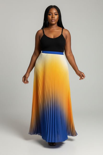 jupe plissée longue grande taille