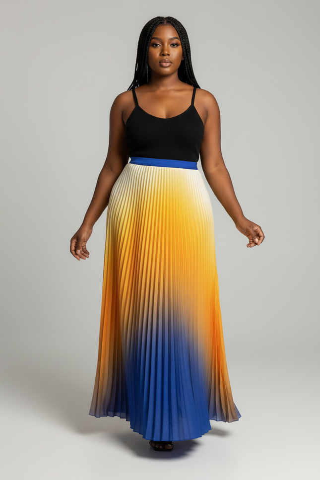 jupe plissée longue grande taille