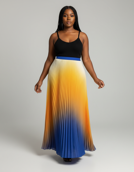 jupe plissée longue grande taille