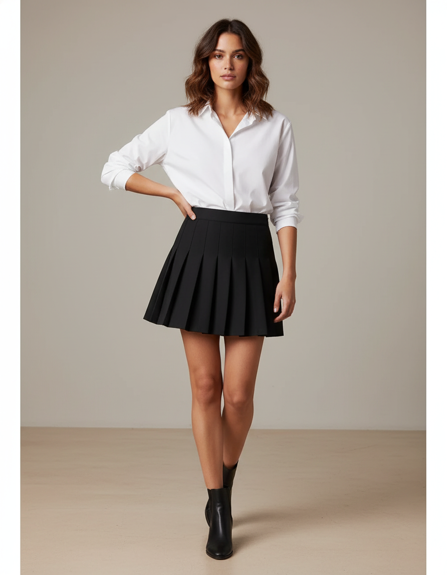 Jupe Plissée Noire Mini Chic moderne tendance