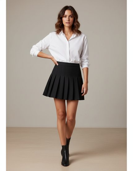 Jupe Plissée Noire Mini Chic moderne tendance