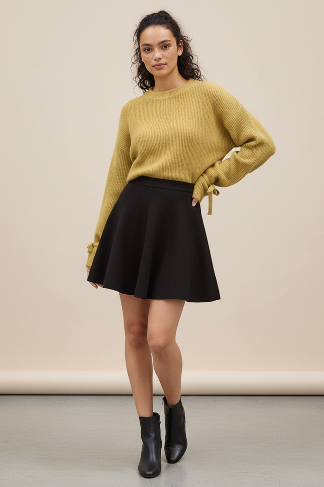 Jupe Plissée noire maille chic