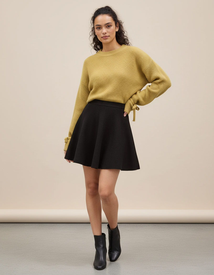 Jupe Plissée noire maille chic