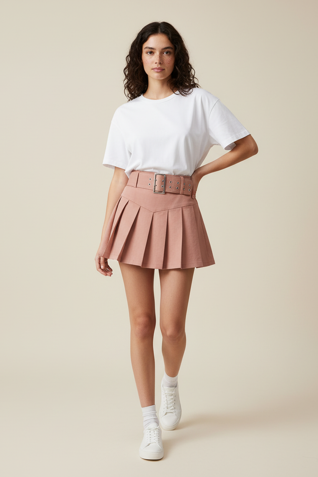 jupe plissée avec ceinture