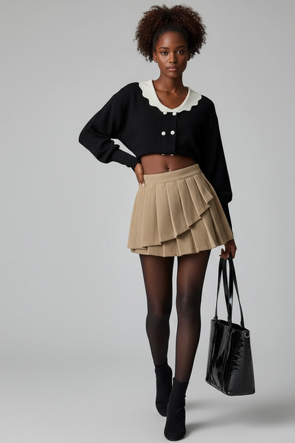 Jupe Plissée beige mini vintage