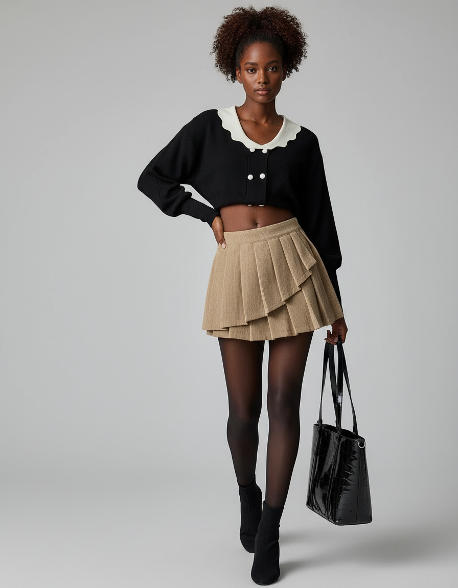 Jupe Plissée beige mini vintage