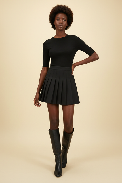 Jupe Plissée Noire Mini Chic stylée tendance