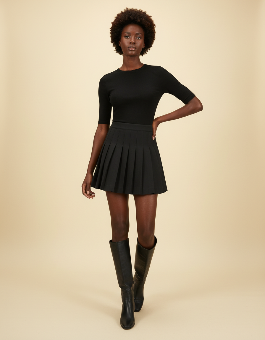 Jupe Plissée Noire Mini Chic stylée tendance