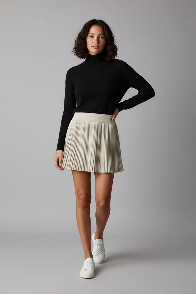 Jupe Plissée crème courte chic
