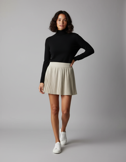 Jupe Plissée crème courte chic