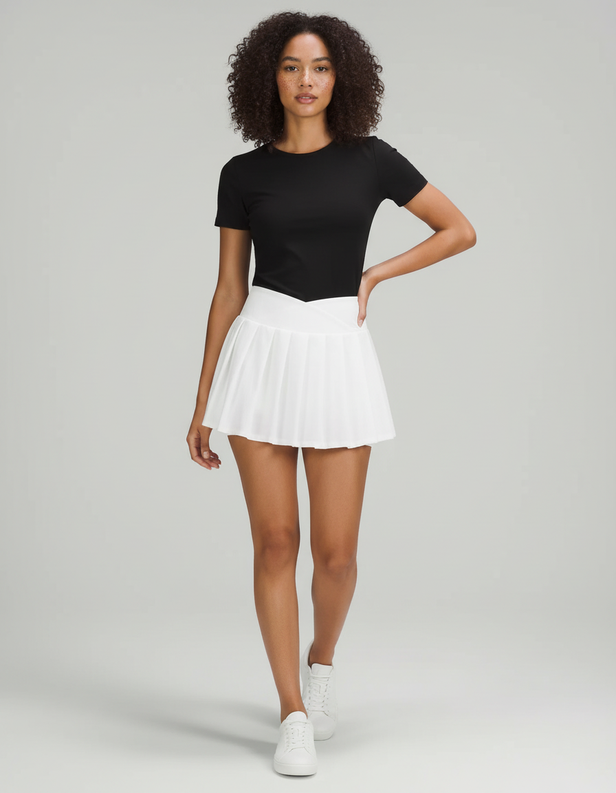 Jupe Plissée Blanche Taille V Sportive