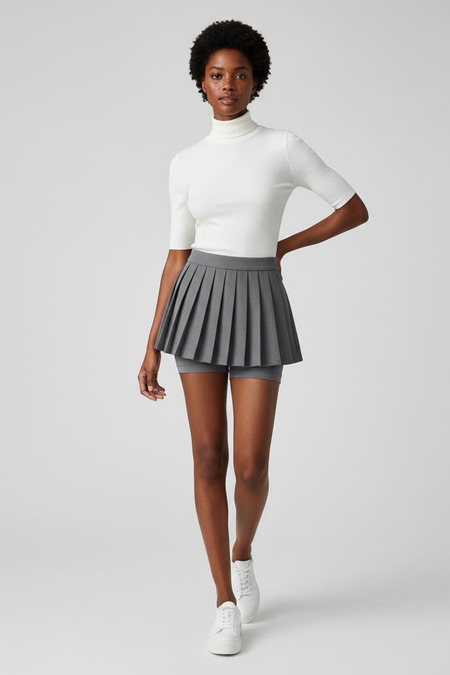 Jupe Plissée grise jupe-short chic