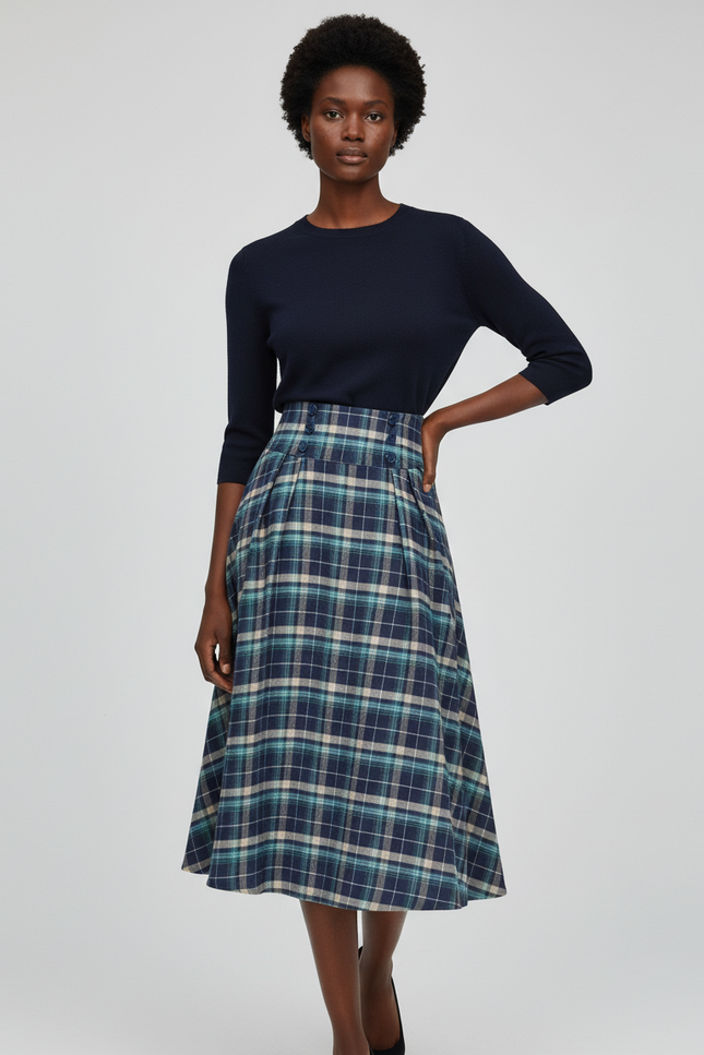 Jupe Plissée écossaise midi chic