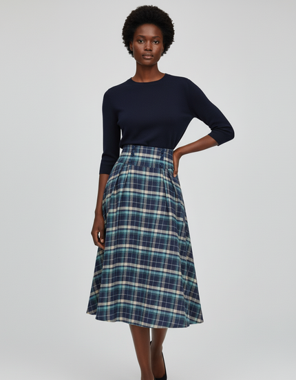 Jupe Plissée écossaise midi chic