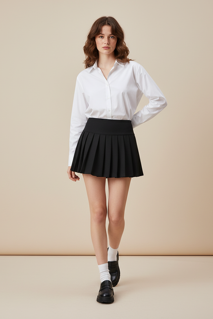Jupe Plissée noire mini chic tendance actuelle
