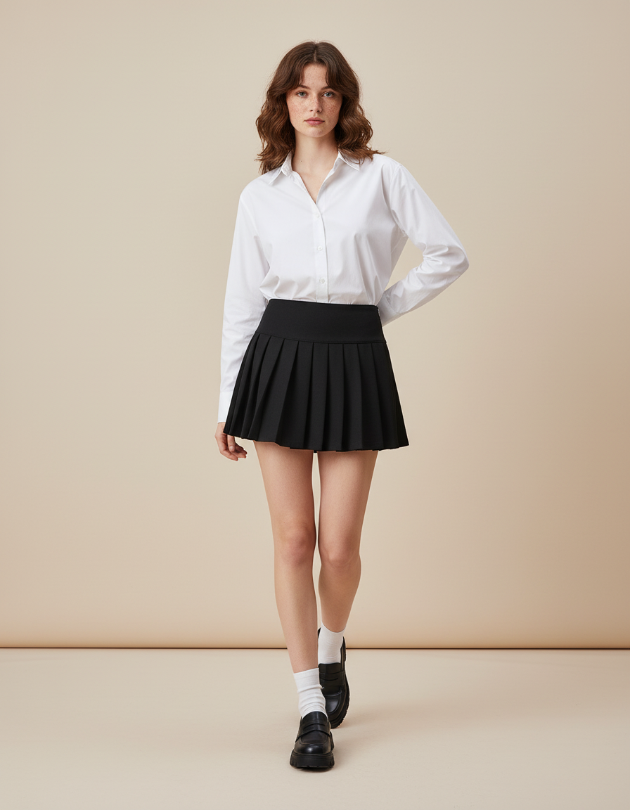 Jupe Plissée noire mini chic tendance actuelle