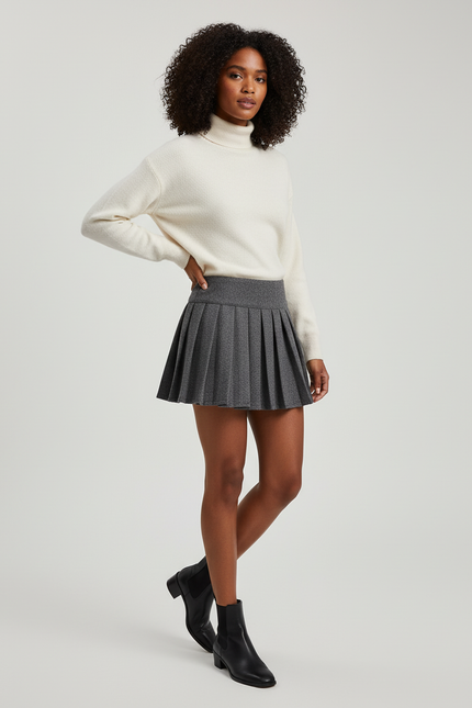 Jupe Plissée grise mini élégante tendance