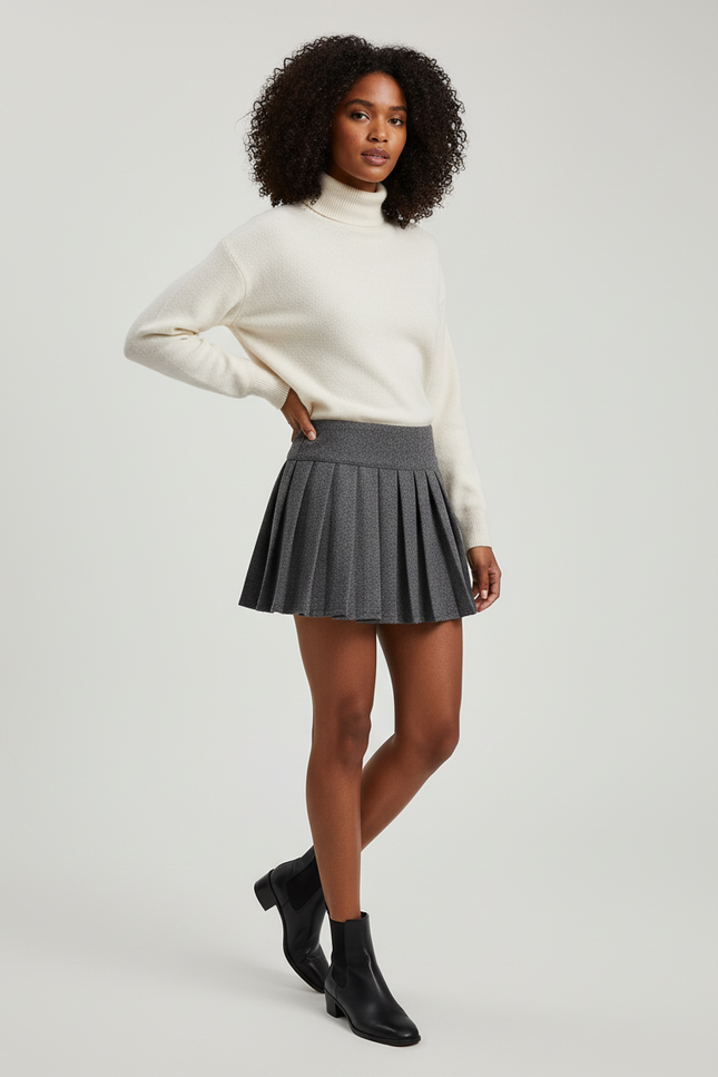 Jupe Plissée grise mini élégante tendance