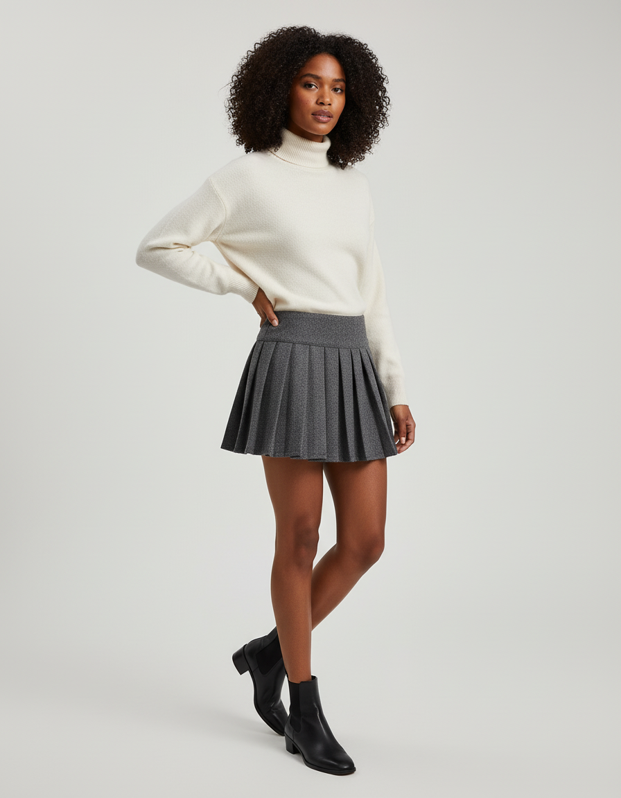 Jupe Plissée grise mini élégante tendance