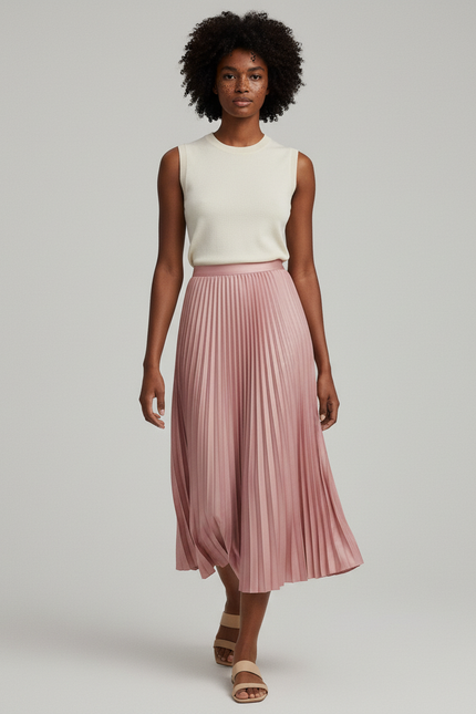 Jupe Plissée rose midi élégante
