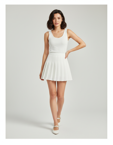 Jupe Plissée Blanche Taille Haute Kawaii