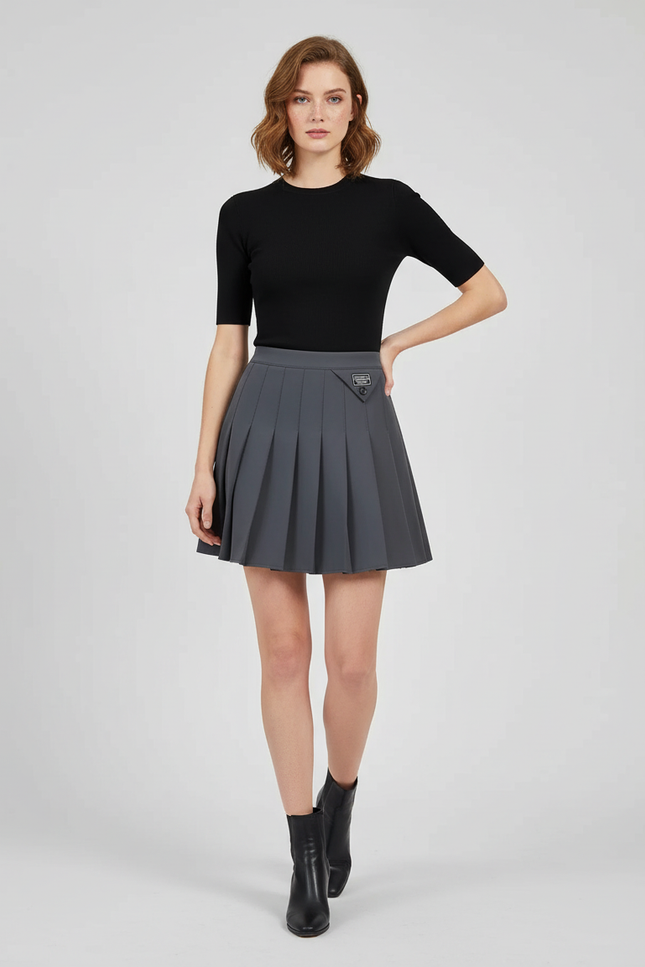 jupe short plissée grise