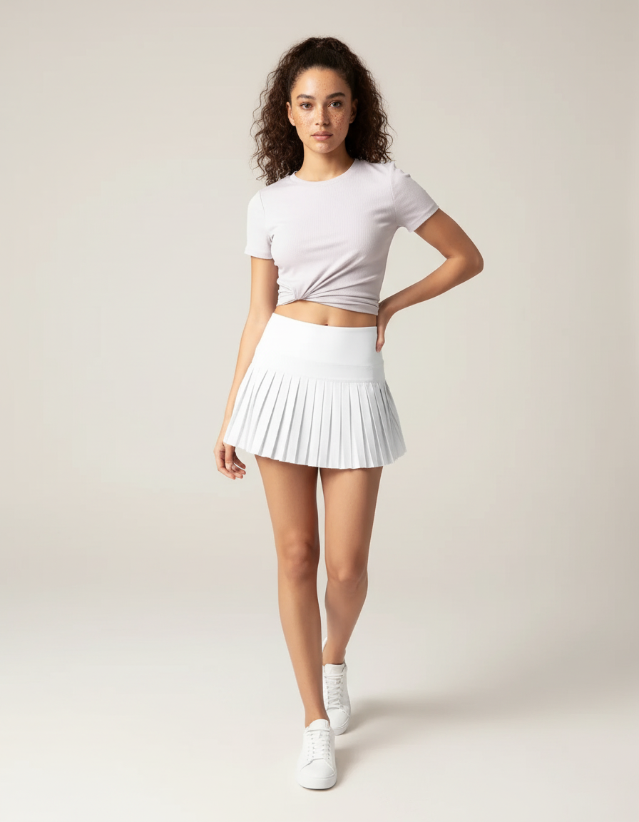 Jupe Plissée Blanche Courte Sportive