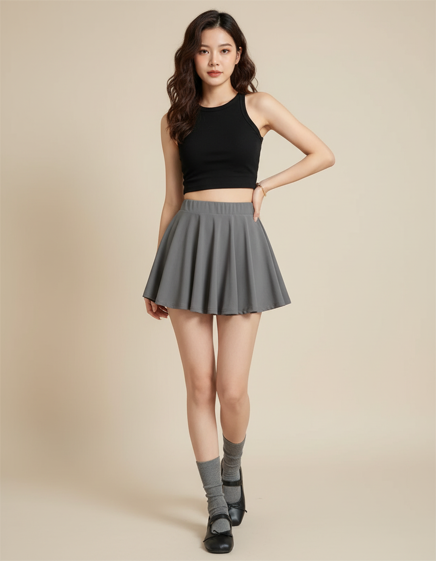 Jupe Plissée Grise Mini Ballet