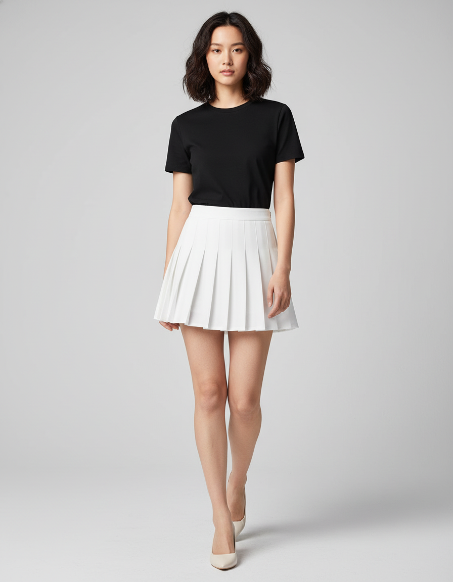 Jupe Plissée Blanche Mini Chic stylée