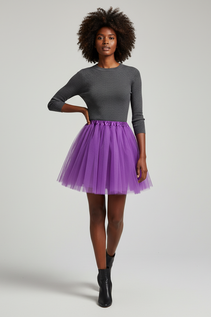 Jupe Plissée violette bouffante chic