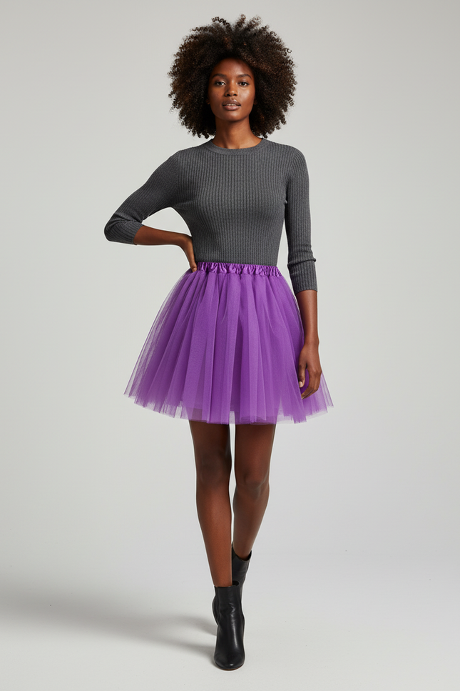 Jupe Plissée violette bouffante chic
