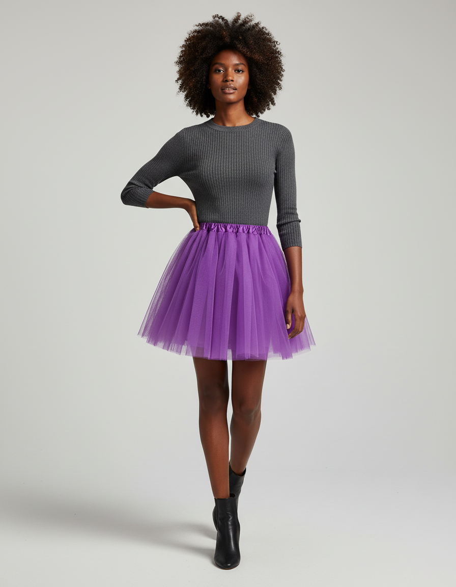 Jupe Plissée violette bouffante chic