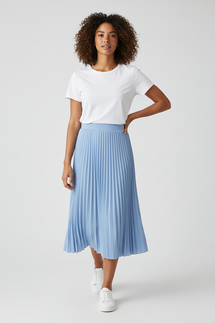 jupe bleu plissée
